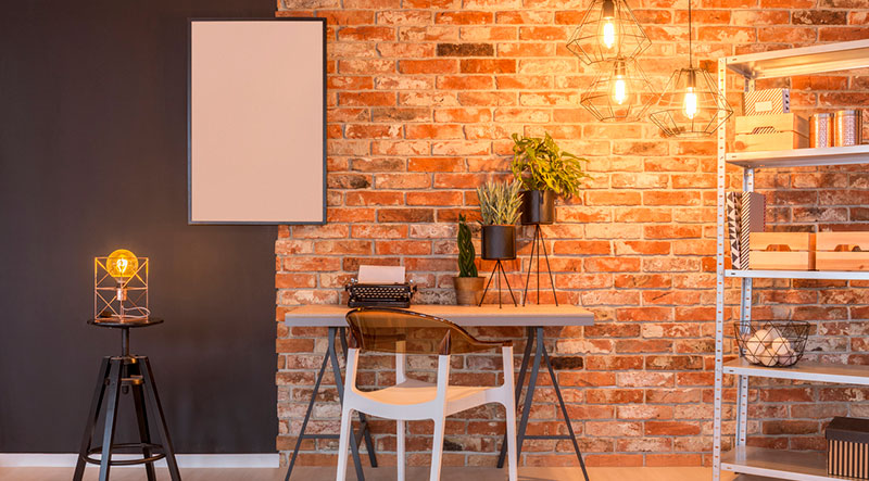 Brickslip installation feature wall for home office | HMS Handyman Services Worcester