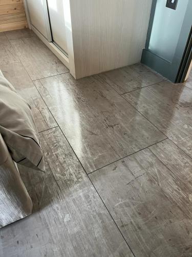 Concrete Effect Vinyl Flooring and Wood Panelled Feature Wall in Worcester